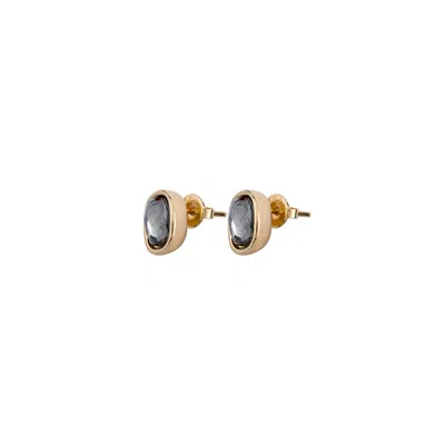 Unode50 Smoky Crystal Stud Earrings In Gold