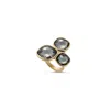 Unode50 Three Gray Irregular Crystal Metal Alloy Ring In Gold