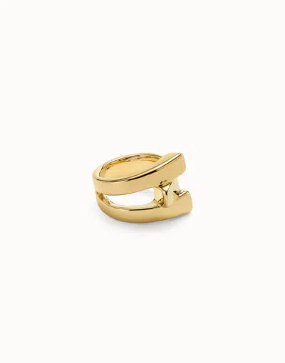 Unode50 Smooth Rectangular Ring In Gold