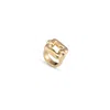 Unode50 Square Shaped Metal Alloy Ring In Gold