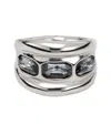 Unode50 Sterling Silver-plated Ring With 3 Grey Crystals In Metallic