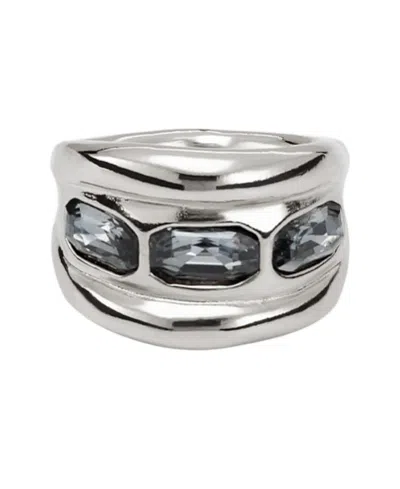 Unode50 Sterling Plated With 3 Crystals Ring In Silver
