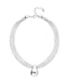 Unode50 Sterling Silver Alloy Necklace With Silver Threads And Big Shaped Ball In Silver