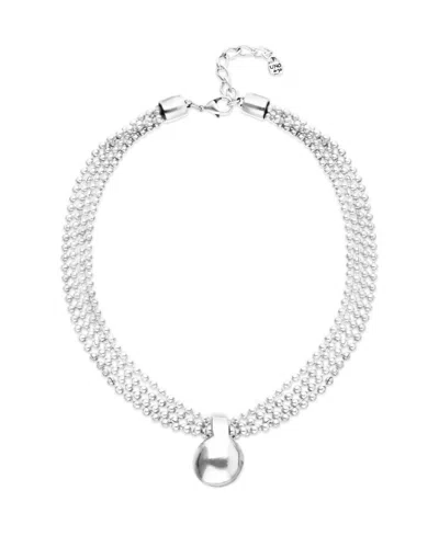 Unode50 Sterling Silver Alloy Necklace With Silver Threads And Big Shaped Ball