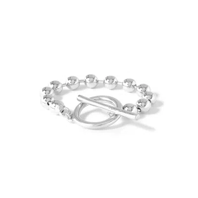 Unode50 Sterling Silver And 18k Gold Pated Metal Ring Bar Bracelet