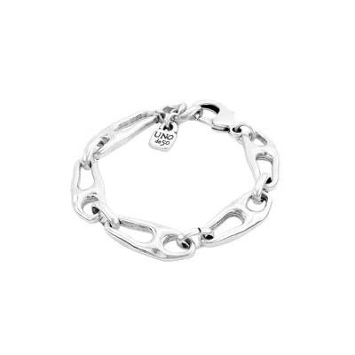 Unode50 Sterling Silver And 18k Gold Plated Carabiner Clasp Bracelet