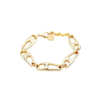 Unode50 Sterling Silver And 18k Gold Plated Carabiner Clasp Bracelet