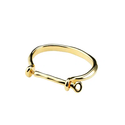 Unode50 Sterling Silver And 18k Gold Plated Shackle-shaped Clasp Bracelet