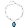 Unode50 Sterling Silver And Blue Crystal Necklace In Blue