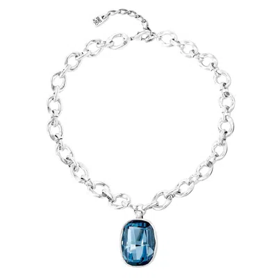 Unode50 Sterling Silver And Blue Crystal Necklace