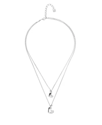 Unode50 Sterling Silver Double Plated Necklace With Two Hearts In Gold