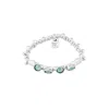Unode50 Sterling Silver Faceted Crystal Leather Bracelet In Silver