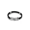 Unode50 Sterling Silver Leather Braided Metal Bracelet In Black