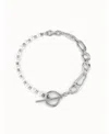 Unode50 Sterling Silver Metal Alloy And Cultivated Pearl Links Necklace In Silver