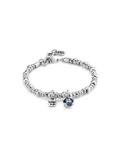 Unode50 Sterling Silver Metal Alloy Bracelet With Bead Trimmings In Blue