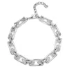 Unode50 Sterling Silver Metal Alloy Necklace With Large Size Links And Topaz Inside Each Link In Metallic