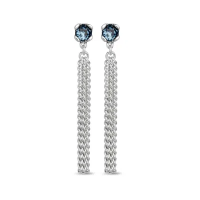 Unode50 Sterling Silver Metal Alloy Pendant Chain Earrings In Blue