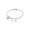 Unode50 Sterling Silver Metal Beads Dragonfly Exquisite Bracelet In Blue