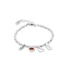 Unode50 Sterling Silver Metal Clad Multiple Charms Bracelet In Red