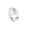 Unode50 Sterling Silver Metal Mother Of Pearl Clad Ring In Silver