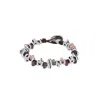 Unode50 Sterling Silver-plated Beaded Bracelet With Leather In Multi