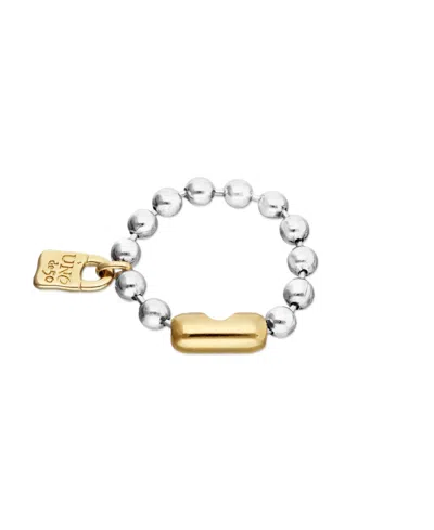 Unode50 Sterling Silver Plated Ball Bracelet With Clasp And Lock In 18k Gold In Metallic
