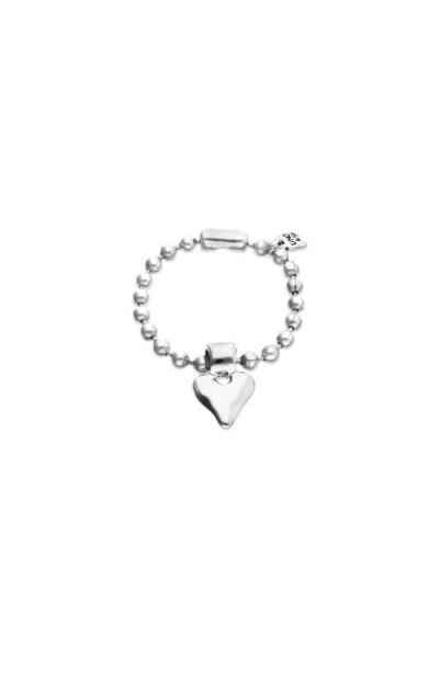 Unode50 Sterling Silver Plated Ball Bracelet With Heart Detail In Metallic