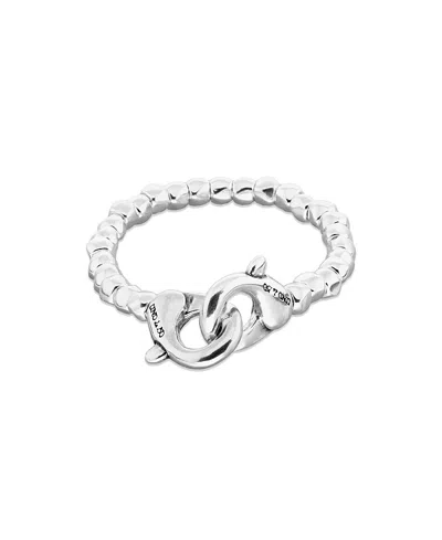Unode50 Sterling Silver Plated Ball Bracelet With Interlocking Carabiner Detail In Metallic