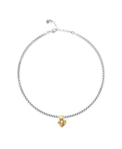Unode50 Sterling Silver Plated Ball Necklace With 18k Gold Heart Detail In Multi