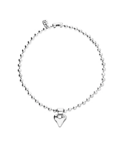 Unode50 Sterling Silver Plated Ball Necklace With Heart Detail In Pattern