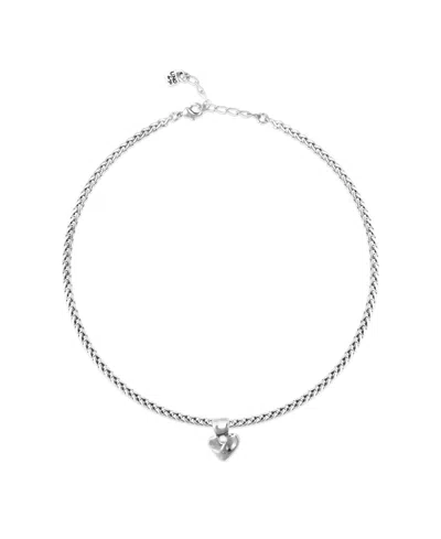 Unode50 Sterling Silver Plated Ball Necklace With Heart Detail