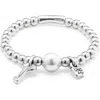 Unode50 Sterling Silver-plated Beaded Bracelet With A Pearl In Silver