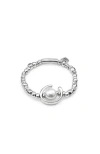 Unode50 Sterling Silver-plated Beaded Bracelet With A Pearl In Silver