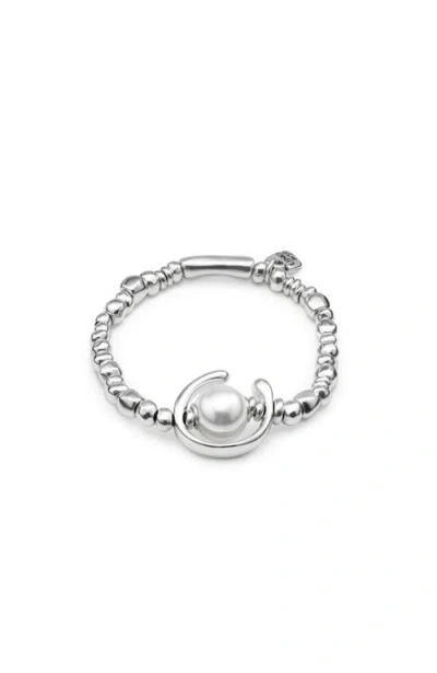Unode50 Sterling Silver-plated Beaded Bracelet With A Pearl