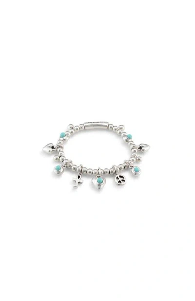 Unode50 Sterling Silver-plated Beaded Bracelet With Charms