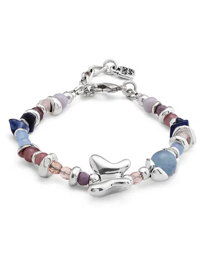 Unode50 Sterling Silver-plated Beaded Bracelet With Multicolor Handmade Crystals In Metallic