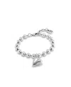 Unode50 Sterling Silver Plated Beads And Heart Charm Metal Alloy Bracelet In Silver
