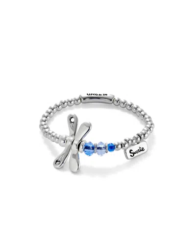Unode50 Sterling Silver Plated Blue Cystals Dragonfly Bracelet