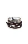 Unode50 Sterling Silver-plated Bracelet With Leather Straps In Brown