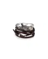 Unode50 Sterling Silver-plated Bracelet With Leather Straps