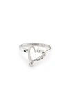 Unode50 Sterling Silver-plated Bracelet With Nailed Heart, Visible Spring In Silver