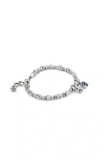 Unode50 Sterling Silver-plated Bracelet With Pearl And Blue Crystal