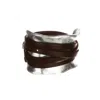 Unode50 Sterling Silver Plated Brown Leather Strap Bracelet In Silver