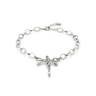 Unode50 Sterling Silver Plated Central Dragonfly Shaped Necklace