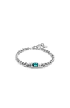 Unode50 Sterling Silver-plated Chain Bracelet With Green Crystal In Metallic
