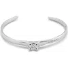 Unode50 Sterling Silver-plated Cuff Bracelet With Blue Cubic Zirconia In Silver