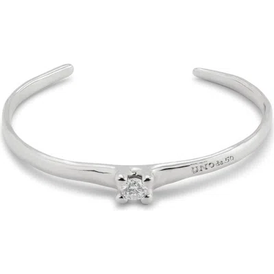Unode50 Sterling Silver-plated Cuff Bracelet With Blue Cubic Zirconia