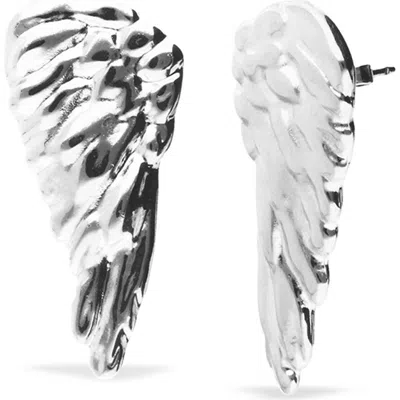 Unode50 Sterling Silver Plated Earrings In The Shape Of Wings