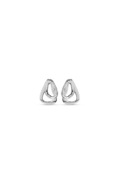 Unode50 Sterling Silver-plated Earrings With 2 Overlapping Links