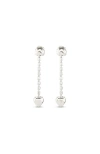Unode50 Sterling Silver-plated Earrings With Dangling Chain And Small Hearts In Silver